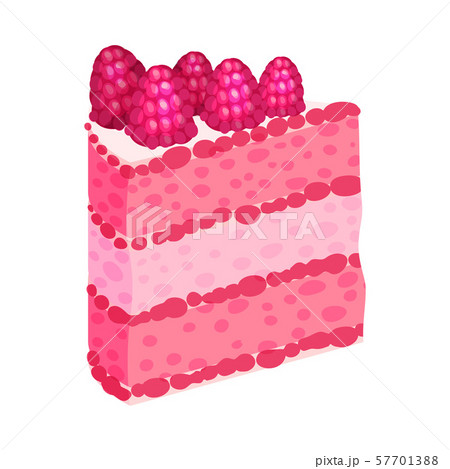 Slice of puff pink slice of cake. Vector illustration on a white background. 57701388