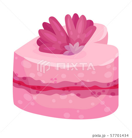 Pink heart shaped cake. Vector illustration on a white background. 57701434