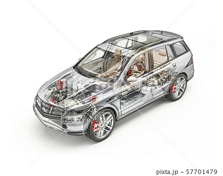 Generic Suv car detailed cutaway 3D rendering. 57701479