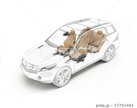 Suv technical drawing showing seats. 57701483