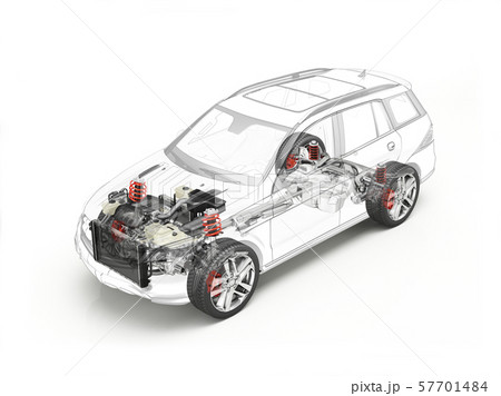 Suv cutaway drawing showing undercarriage details Suv cutaway drawing showing undercarriage details 57701484