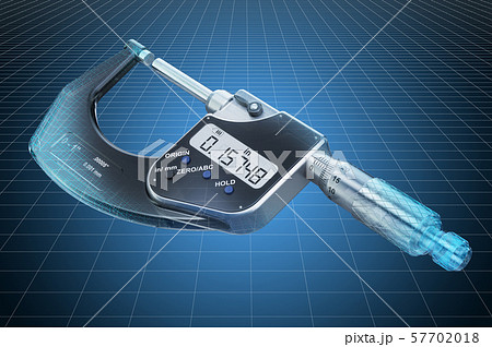 Visualization 3d cad model of digital micrometer 57702018