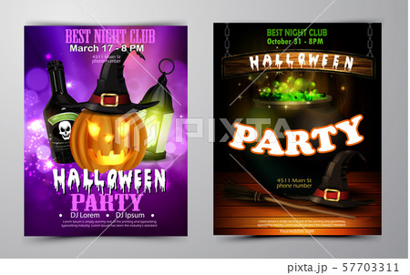 Halloween party flyer set vector Halloween party flyer set vector 57703311