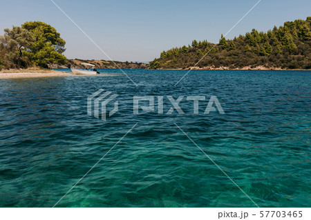boat in beautiful beach and blue lagoon boat in beautiful beach and blue lagoon 57703465