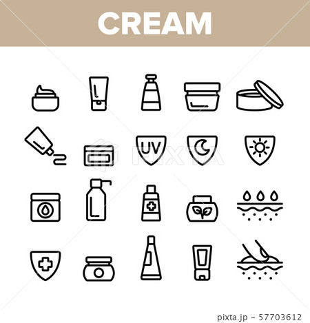 Collection Healthy Cream Elements Vector Icons Set Collection Healthy Cream Elements Vector Icons Set 57703612