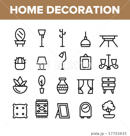 Collection Home Decoration Items Vector Icons Set Collection Home Decoration Items Vector Icons Set 57703635