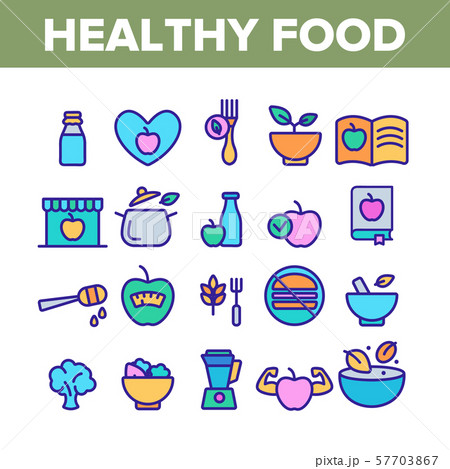 Healthy Food Nutrition Collection Icons Color Set Vector Healthy Food Nutrition Collection Icons Color Set Vector 57703867