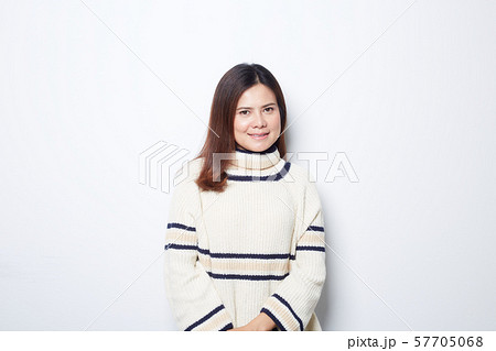 Happy beautiful asian woman in Christmas wearing 57705068