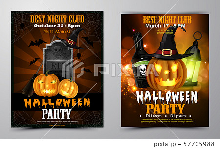 Halloween party flyer set vector 57705988