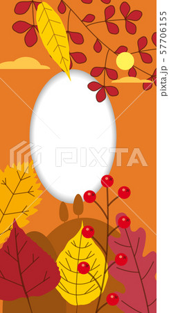 Autumn template background of autumn fallen leaves orange yellow foliage. Social media stories 57706155