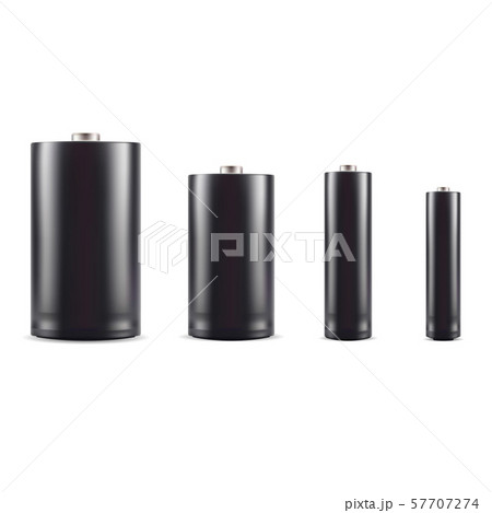 Black alkaline battery mockup set. 3d realistic 57707274