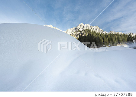 Snowdrifts in the Austrian Alps. Fluffy white snow 57707289