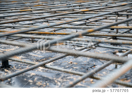 Steel rebar and wire mesh with shallow depth of field 57707705