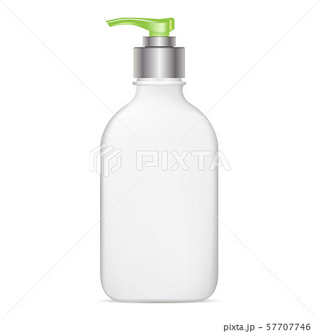 Pump Bottle. White Plastic Cosmetic Dispenser Jar. 57707746