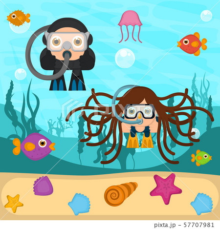 Scuba divers in the sea Scuba divers in the sea 57707981