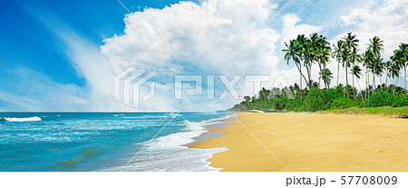 Panoramic tropical seascape with blue sky and 57708009