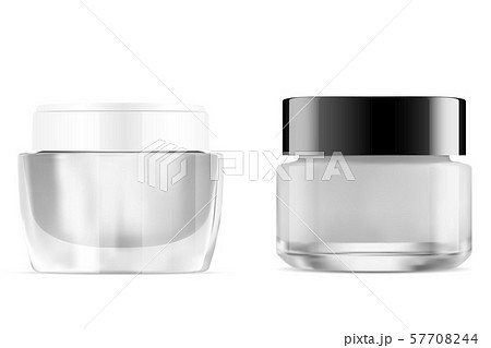 Cream Jar. Glass Cosmetic Jar. Round Container 57708244