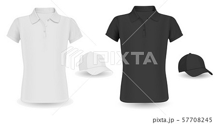 Baseball Cap Template. Black Vector Polo Tshirt 57708245