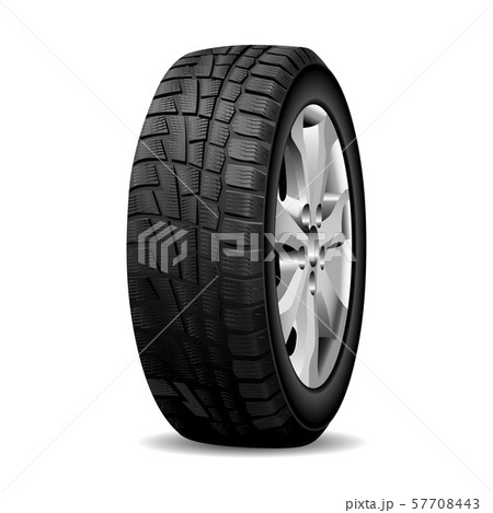 Winter tire. Realistic Wheel tyre chrome rim. 3d 57708443