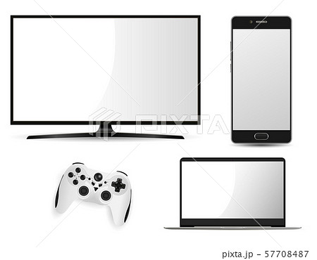 Television, game control, laptop, smartphone 57708487