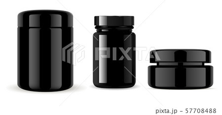 Medical Bottle Mockup. Black Glass Container, Jar 57708488