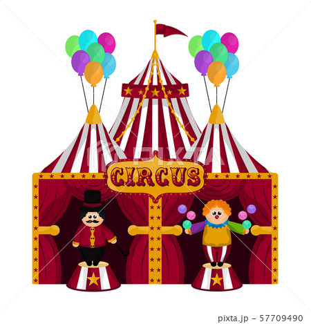 Clown and magician on a circus tent Clown and magician on a circus tent 57709490