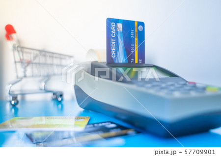 Swipe multiple credit cards in the shop. shopping Swipe multiple credit cards in the shop. shopping 57709901