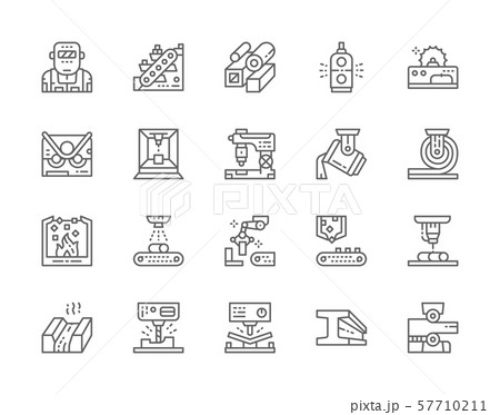 Set of Metallurgy Industry Line Icons. Metal-cutting Machine, Conveyor and more. Set of Metallurgy Industry Line Icons. Metal-cutting Machine, Conveyor and more. 57710211