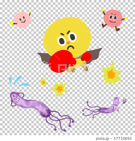 ピロリ菌を撃退する キャラクターイラストセット ピロリ菌を撃退する キャラクターイラストセット 57710693
