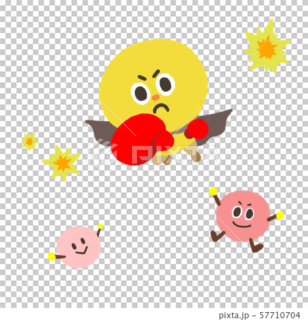 攻撃する善玉菌 手書き風 キャラクターイラストセット 攻撃する善玉菌 手書き風 キャラクターイラストセット 57710704