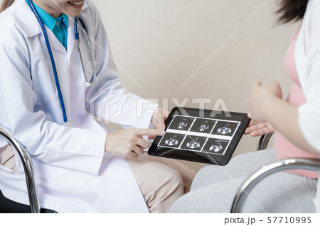 Pregnant Woman and Gynecologist Doctor at Hospital Pregnant Woman and Gynecologist Doctor at Hospital 57710995