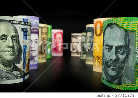 International money exchange. Foreign currency. 57711378