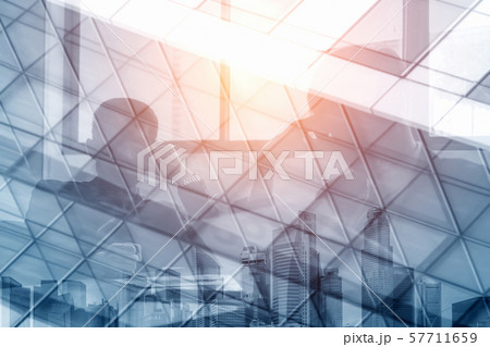 Double Exposure Image of Business People Abstract 57711659