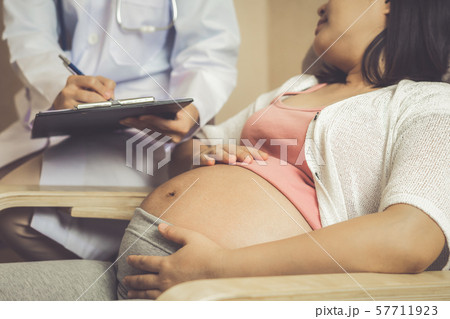 Pregnant Woman and Gynecologist Doctor at Hospital Pregnant Woman and Gynecologist Doctor at Hospital 57711923
