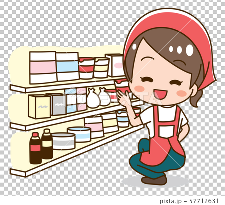 スーパー　店員　品出し　イラスト 57712631