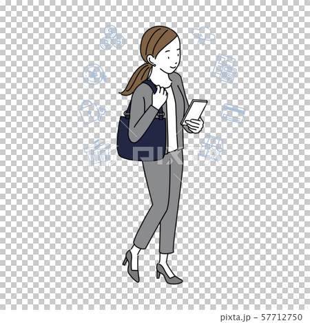 Woman with smartphone isometric illustration 57712750