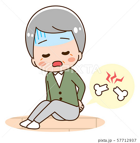 腰痛 シニア お年寄り 男性 イラストのイラスト素材