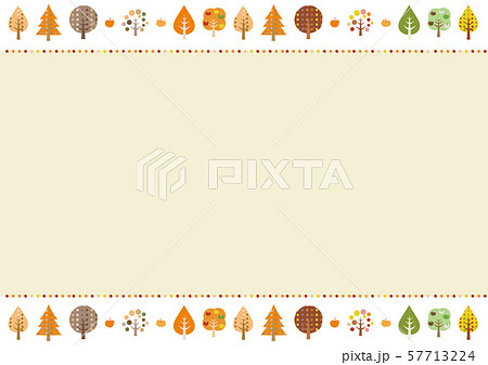北欧風 秋色樹々とプチ林檎フレーム 上下 のイラスト素材