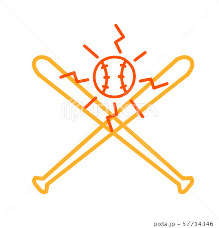 Crossed Baseball Bat and Ball Monoline Crossed Baseball Bat and Ball Monoline 57714346