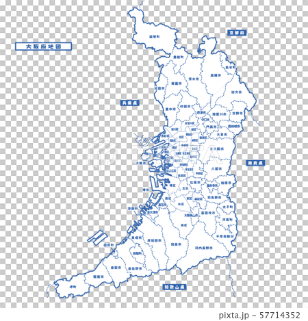 大阪府地図 シンプル白地図 市区町村のイラスト素材
