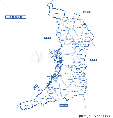 大阪府地図 シンプル白地図 市区町村のイラスト素材 57714354 Pixta