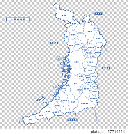 大阪府地図 シンプル白地図 市区町村のイラスト素材