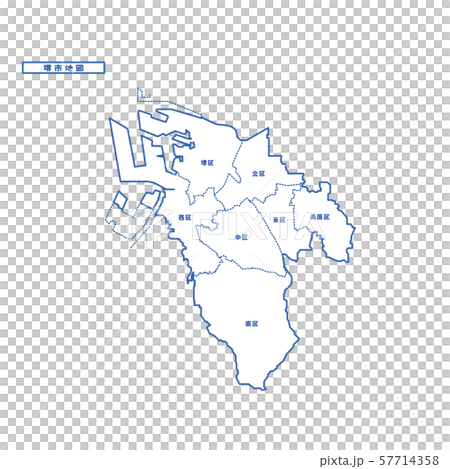 堺市地図 シンプル白地図 市区町村 57714358
