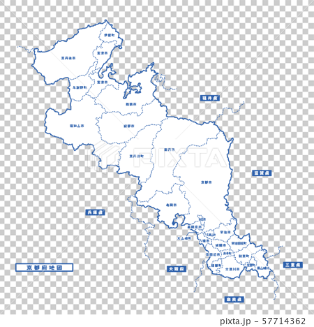 京都府地図 シンプル白地図 市区町村 57714362