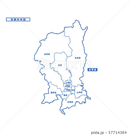 京都市地図 シンプル白地図 市区町村のイラスト素材 57714364 Pixta