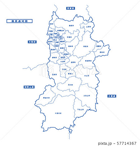 奈良県地図 シンプル白地図 市区町村のイラスト素材