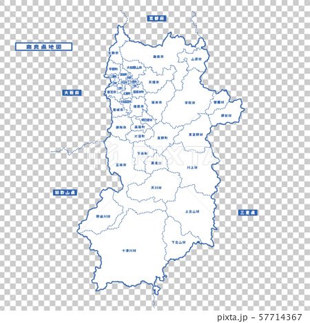 奈良県地図 シンプル白地図 市区町村 57714367