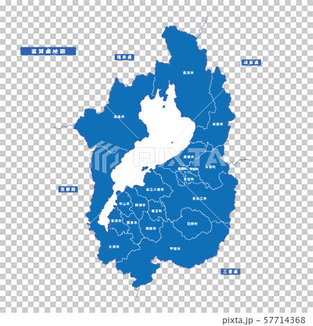 滋賀県地図 シンプル青 市区町村のイラスト素材