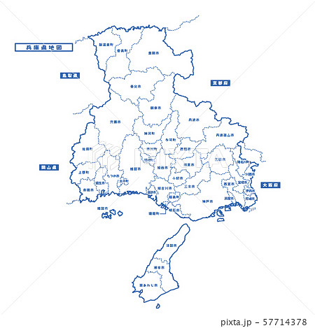 兵庫県地図 シンプル白地図 市区町村のイラスト素材