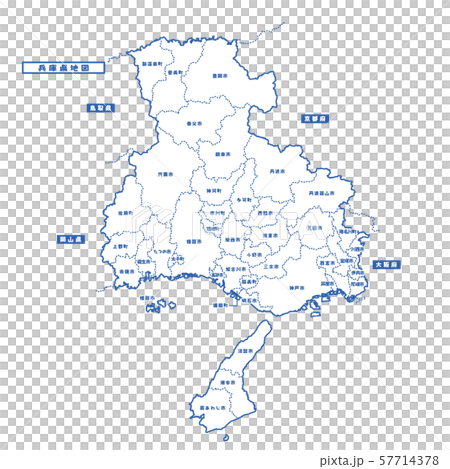 兵庫県地図 シンプル白地図 市区町村のイラスト素材